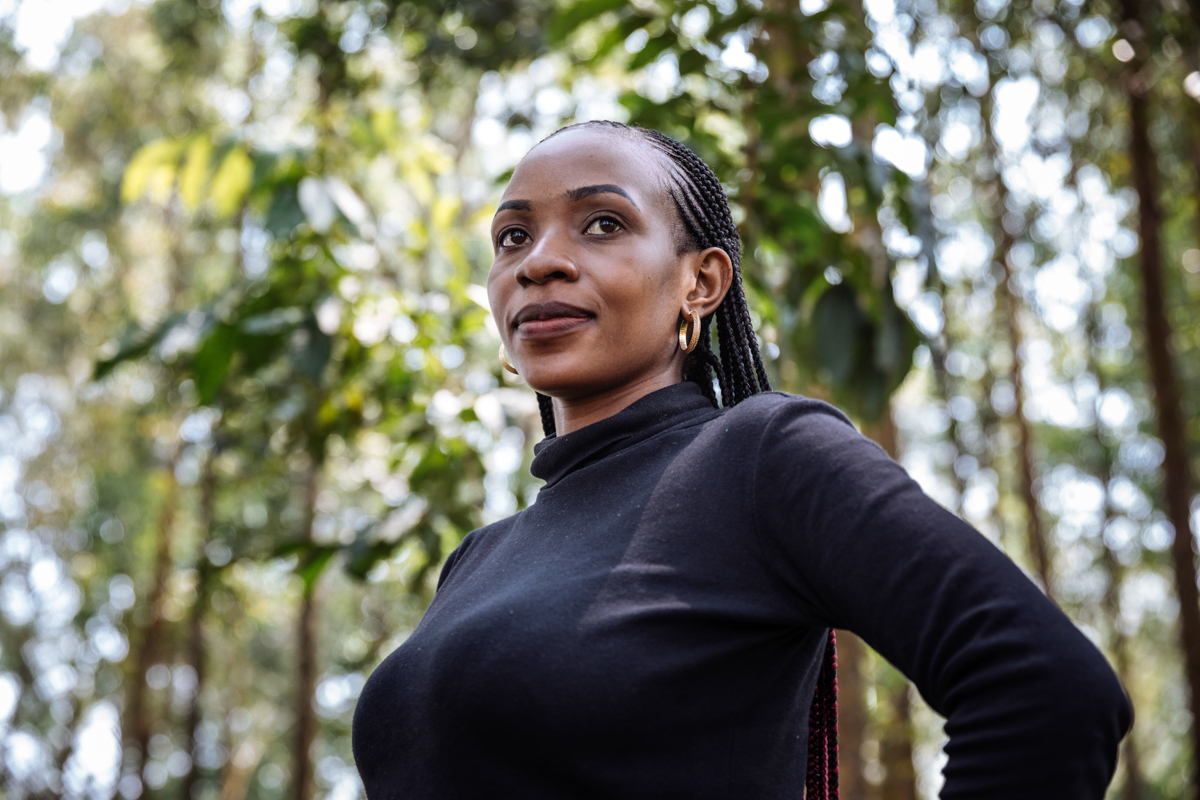 Kavugho Ngitsi Giresse contracted Ebola last year after losing her son to the disease. She now works at a Point of Control screening point in Beni – the epicenter of the outbreak – where she encourage