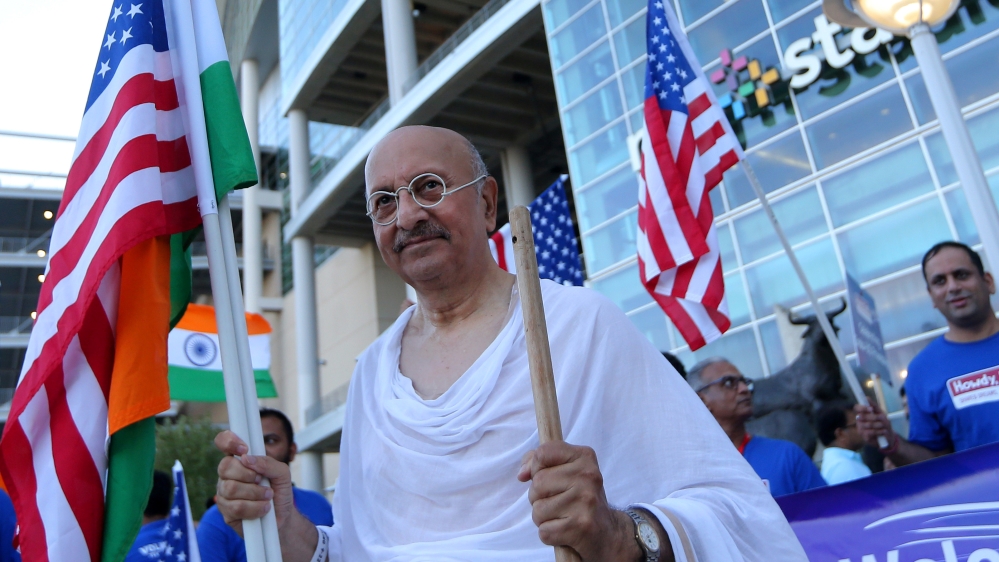 People celebrate before a