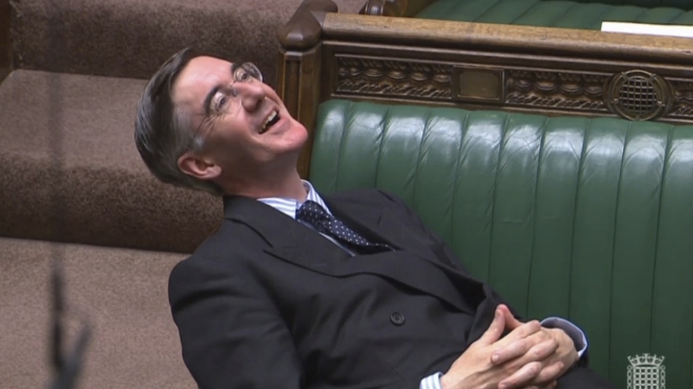 Britain''s Leader of the House of Commons Jacob Rees-Mogg reclines on his seat in the House of Commons, London, Tuesday Sept. 3, 2019. With Britain''s prime minister Boris Johnson weakened by a major de