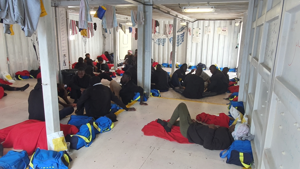 Migrants and refugees onboard Ocean Viking