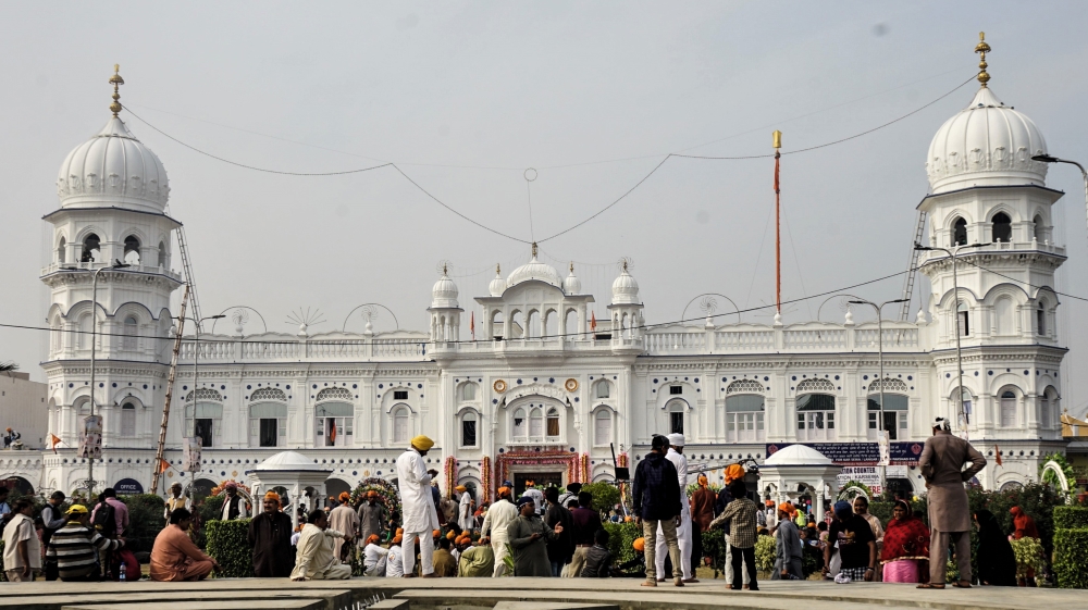 Gurdwara Janam Asthan in Nankana Sahib, Pakistan on the 550th birth anniversary of Guru Nanak