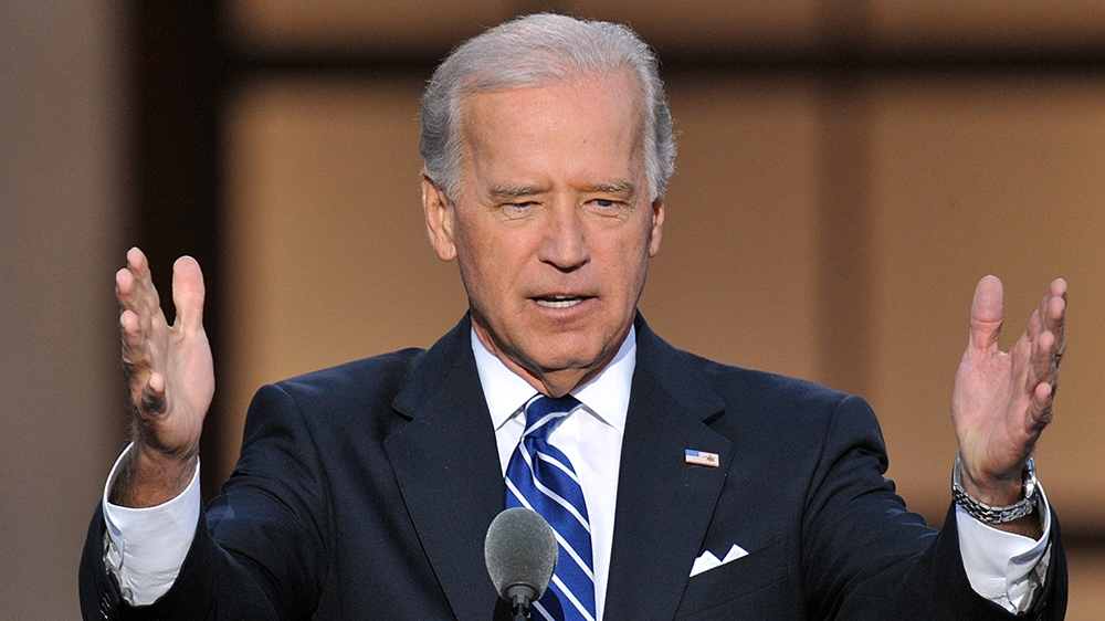 Vice Presidential candidate Joe Biden speaks to the crowd at the Democratic National Convention 2008 at the Invesco Field in Denver, Colorado, on August 28, 2008. Democratic presidential candidate Bar