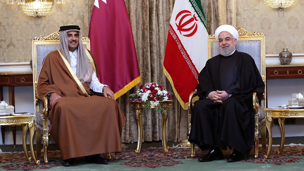 Iranian President Hassan Rouhani meets with Emir of Qatar Sheikh Tamim bin Hamad bin Khalifa Al-Thani during a welcome ceremony, in Tehran, Iran January 12, 2020. Official Iranian Presidential Website