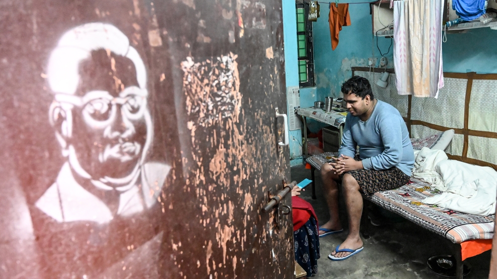 Surya Prakash, a visually challenged student who was attacked by masked men on January 5 at Jawaharlal Nehru University (JNU), speaks to a media representative in his hostel room at the JNU campus in