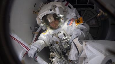 NASA astronaut Christina Koch prepares to exit into the vacuum of space