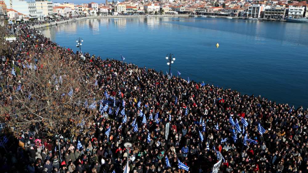Lesbos protest - reuters