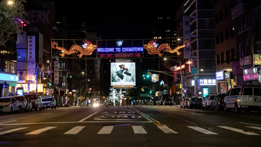An empty street is seen near Chinatown during the outbreak of the coronavirus disease (COVID-19) in Manhattan