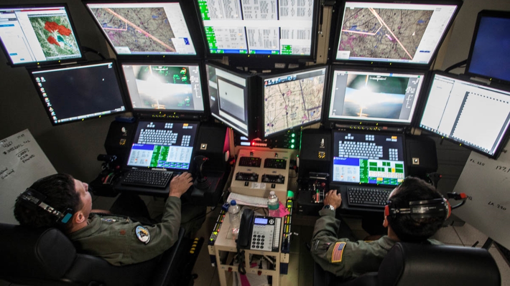 An aircrew from the 163d Attack Wing, California Air National Guard, fly an MQ-9 Reaper drone aircraft to scan the Mendocino Complex Fire in Northern California, U.S., August 4, 2018. Picture taken Au