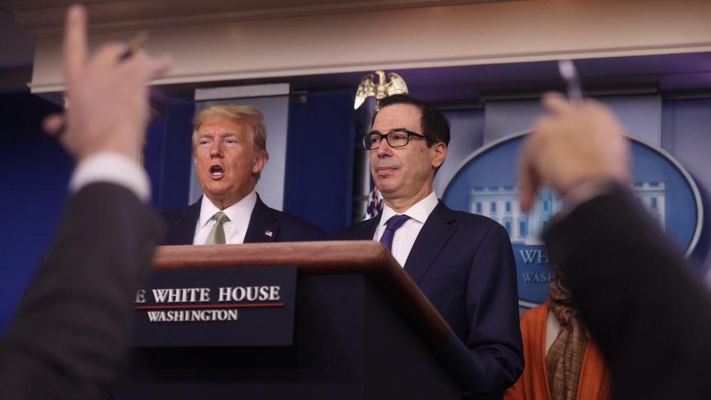 U.S. President Donald Trump and Treasury Secretary Steven Mnuchin