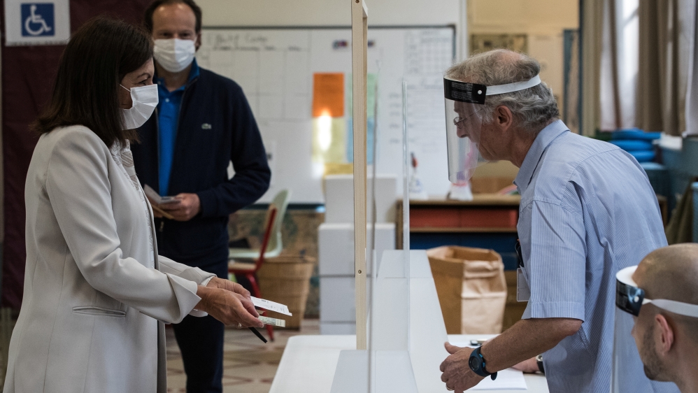 Mayor of Paris Anne Hidalgo casts ballot in municipal election