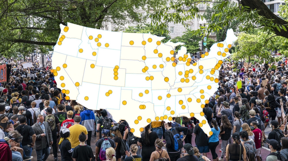 Mapping US cities where George Floyd protests have erupted