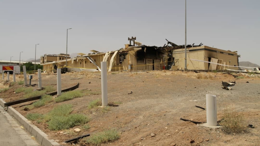 A view of a damage building after a fire broke out at Iran''s Natanz Nuclear Facility, in Isfahan