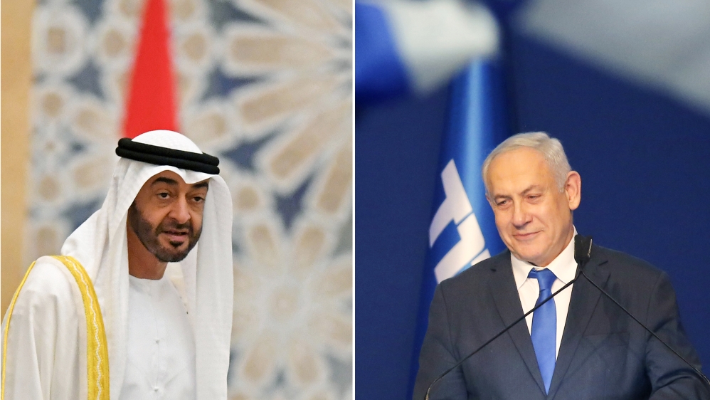 Israeli Prime Minister Benjamin Netanyahu and Sheikh Mohammed bin Zayed Al Nahyan, crown prince of Abu Dhabi.