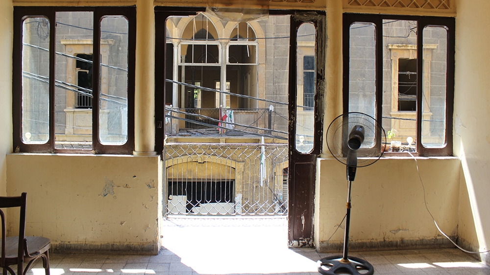 Beirut homeless - Many rooms at the Saadeh Hostel in the historic Gemmayze neighbourhood have become uninhabitable after the blast. [Arwa Ibrahim/Al Jazeera]