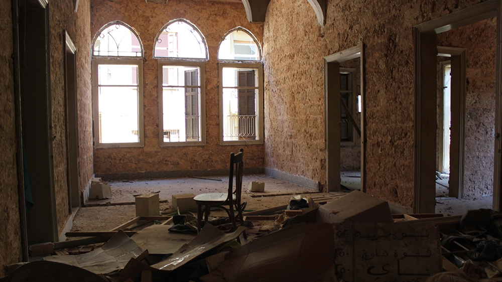 Beirut homeless - Many rooms at the Saadeh Hostel in the historic Gemmayze neighbourhood have become uninhabitable after the blast. [Arwa Ibrahim/Al Jazeera]