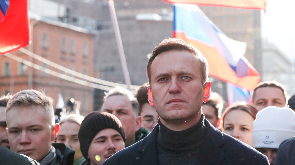 Russian opposition politician Alexei Navalny takes part in a rally to mark the 5th anniversary of opposition politician Boris Nemtsov''s murder and to protest against proposed amendments to the country