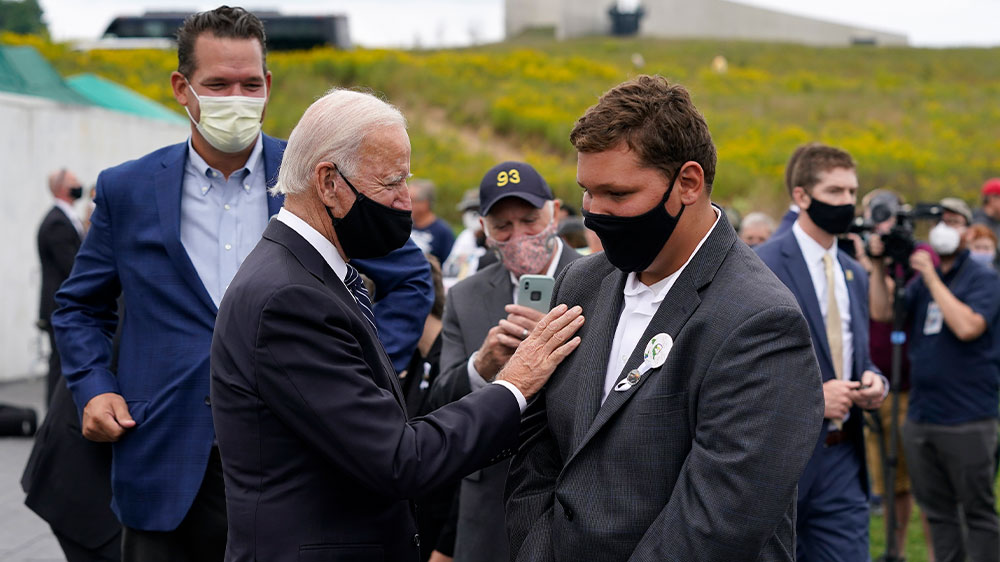 Biden greets family at Shanksville, PA
