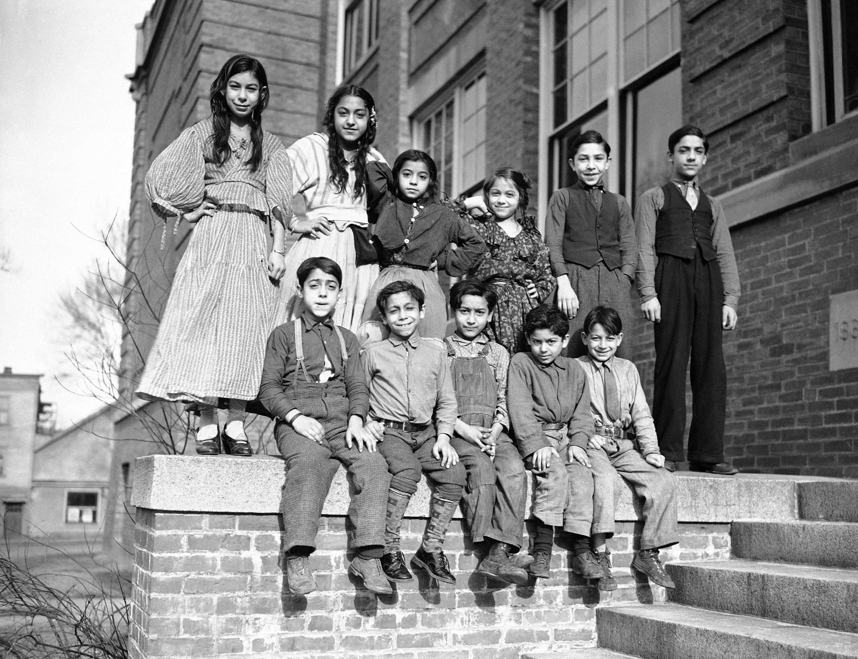 Members of a class of 12 Roma children segregated in a separate school in Beverly, Massachusetts on January 26, 1937 [File: AP/FOX]