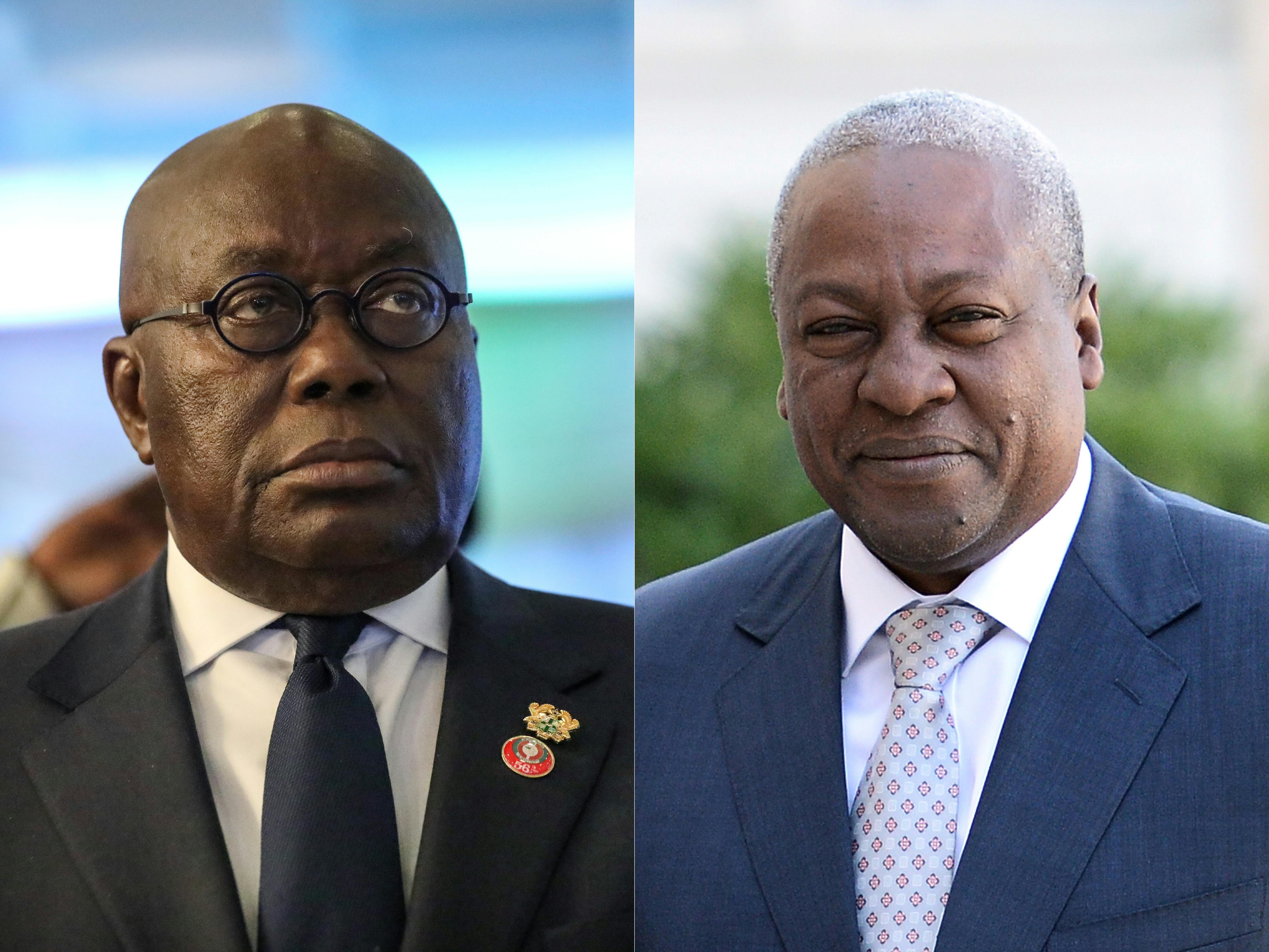 Nana Akufo-Addo (left) and John Mahama (right) [File: Kola Sulaimon and Stephane de Sakutin/AFP]