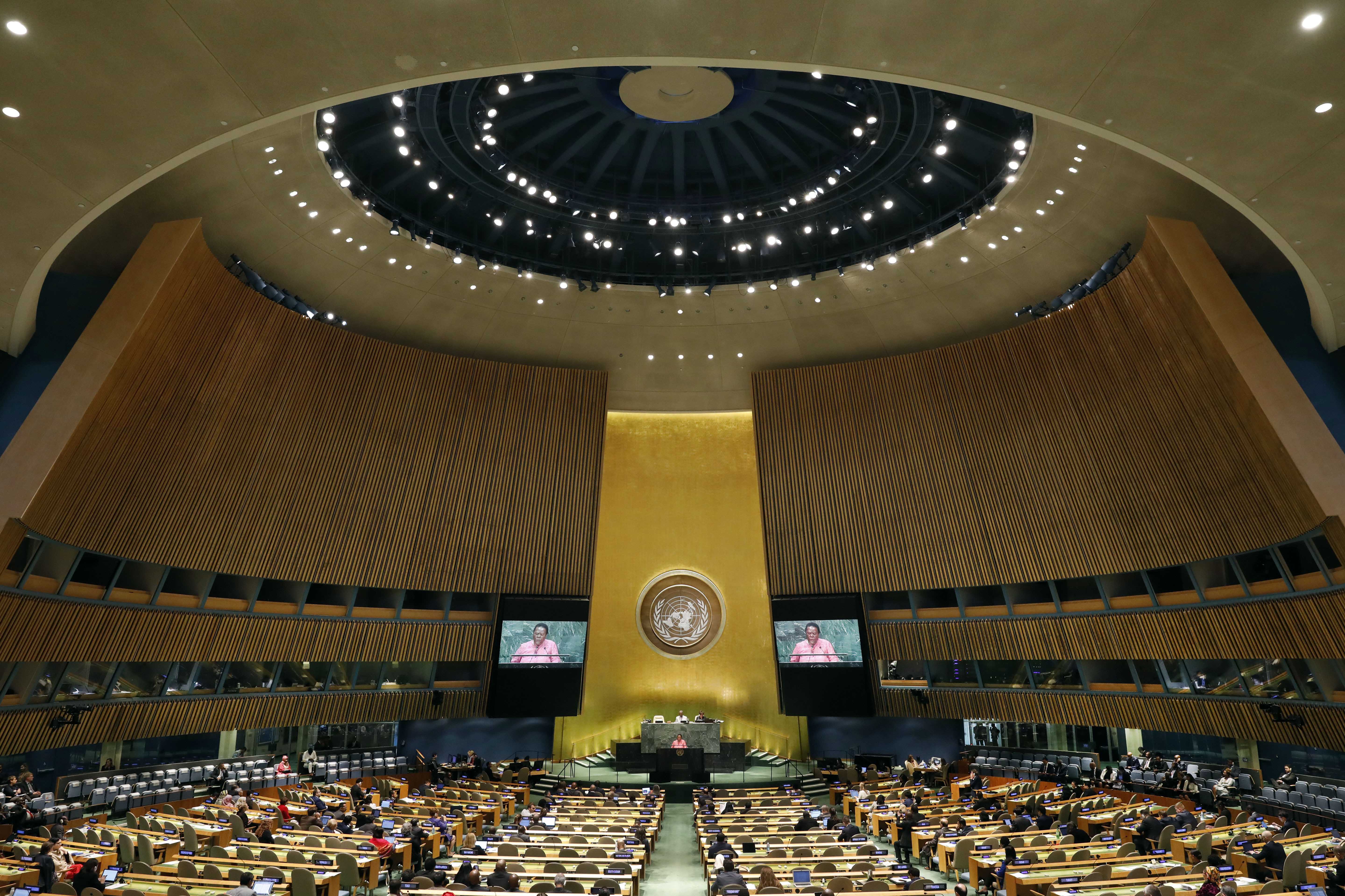 Naledi Pandor, Minister for International Relations and Cooperation of South Africa, addresses the 74th session of the United Nations General Assembly on September 28, 2019 [File: AP/Richard Drew]