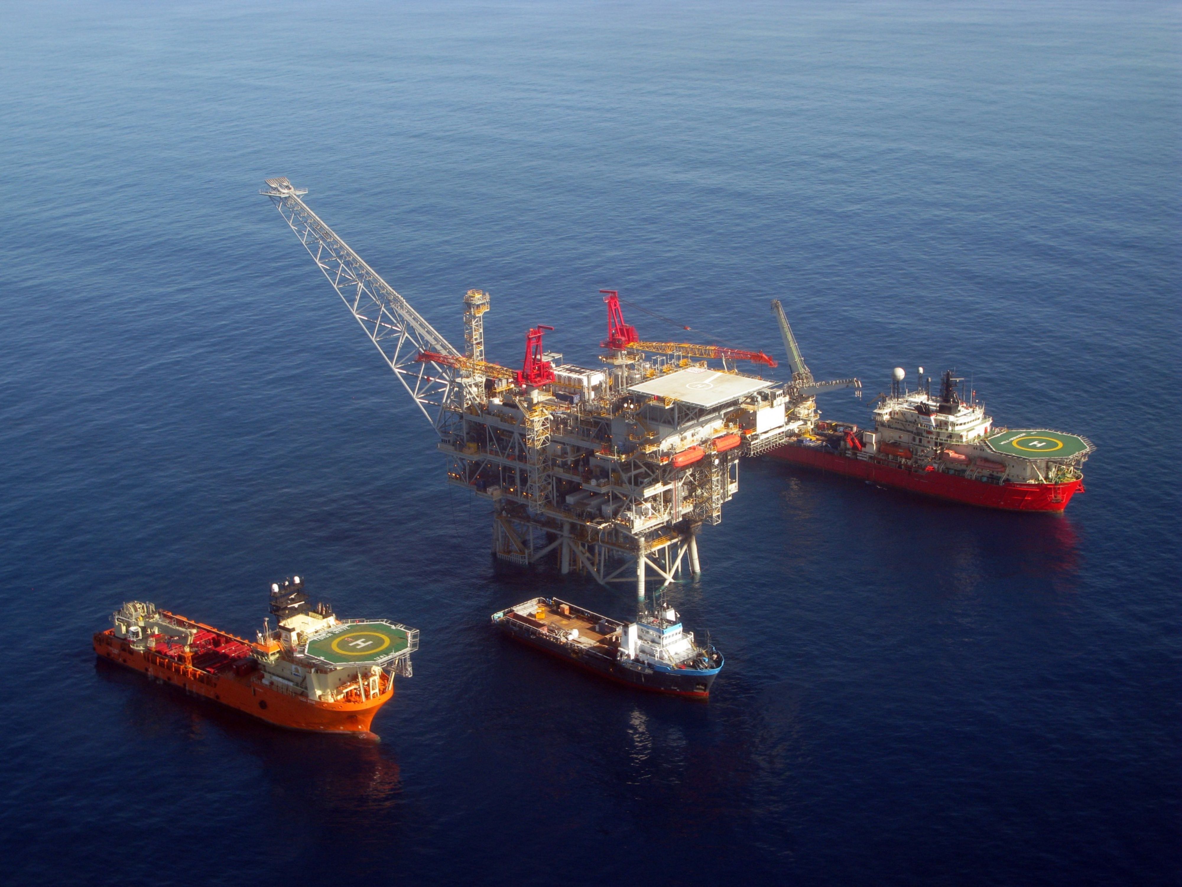The Tamar drilling natural gas production platform is seen some 25 kilometers West of the Ashkelon shore in February 2013 in Israel [Albatross via Getty Images]