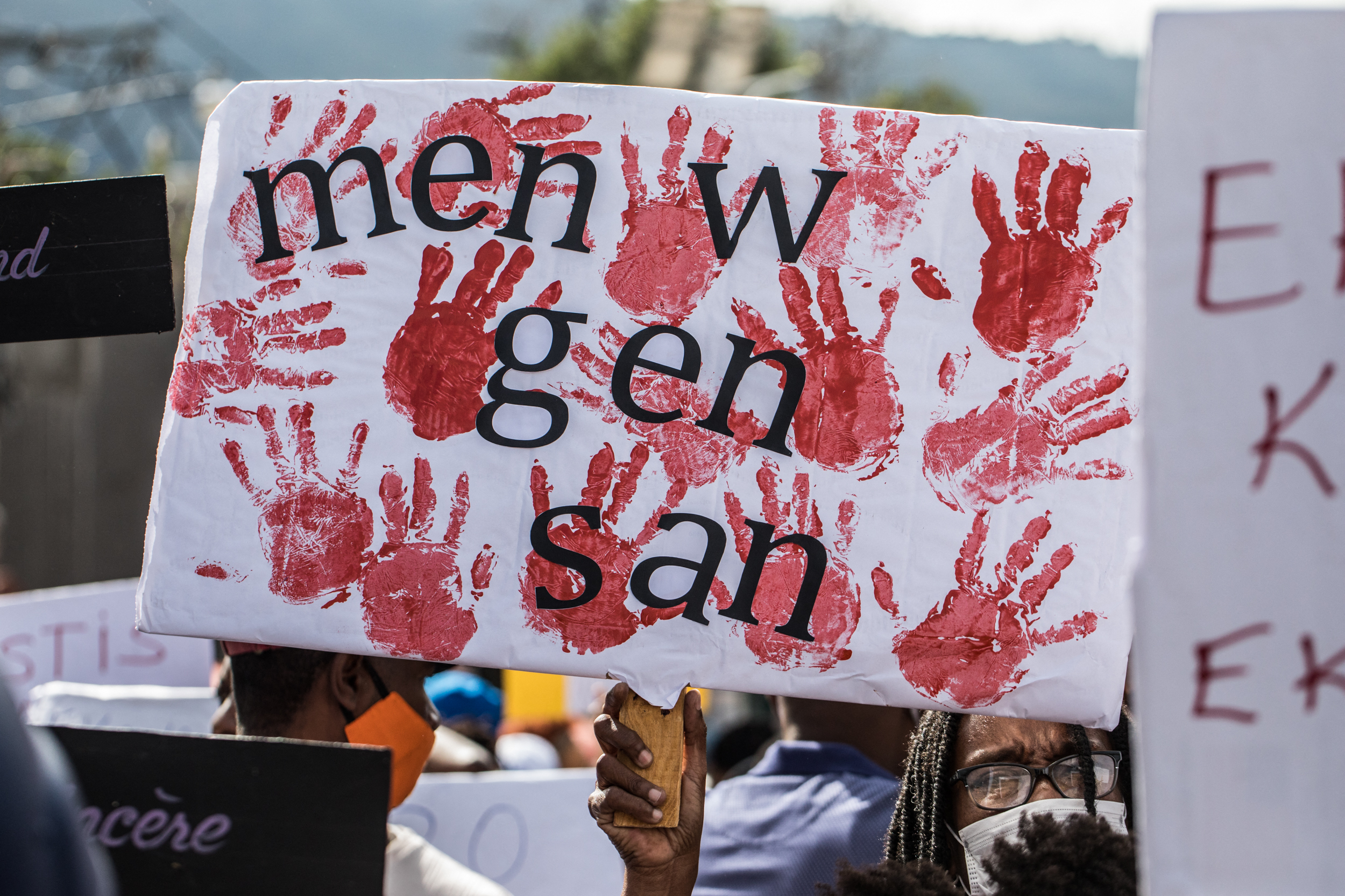 Haitians protest against gang violence in Port-au-Prince in 2020