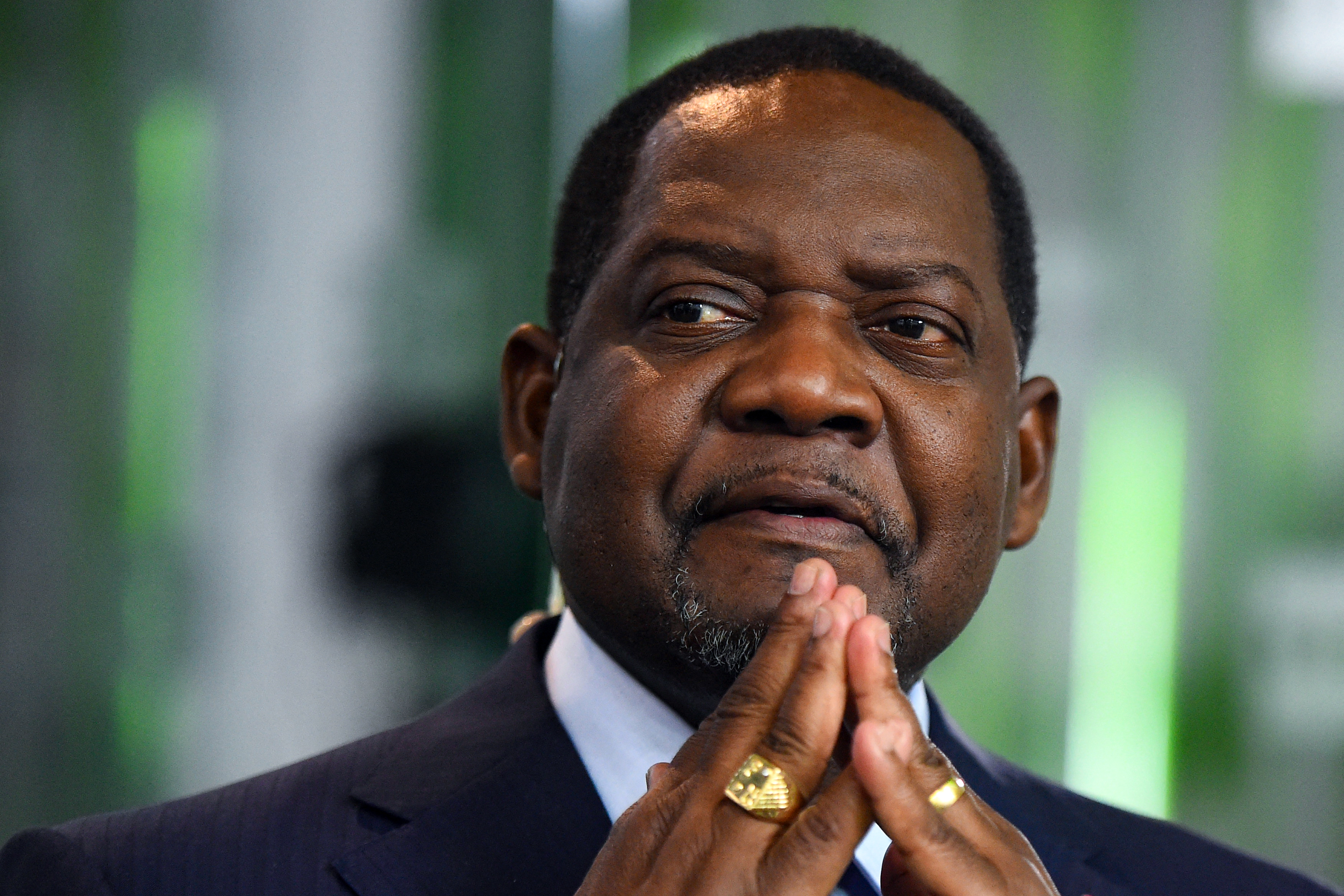 Prime Minister of the Central African Republic Firmin Ngrebada gives an interview on the sidelines of the St. Petersburg International Economic Forum (SPIEF) in Saint Petersburg