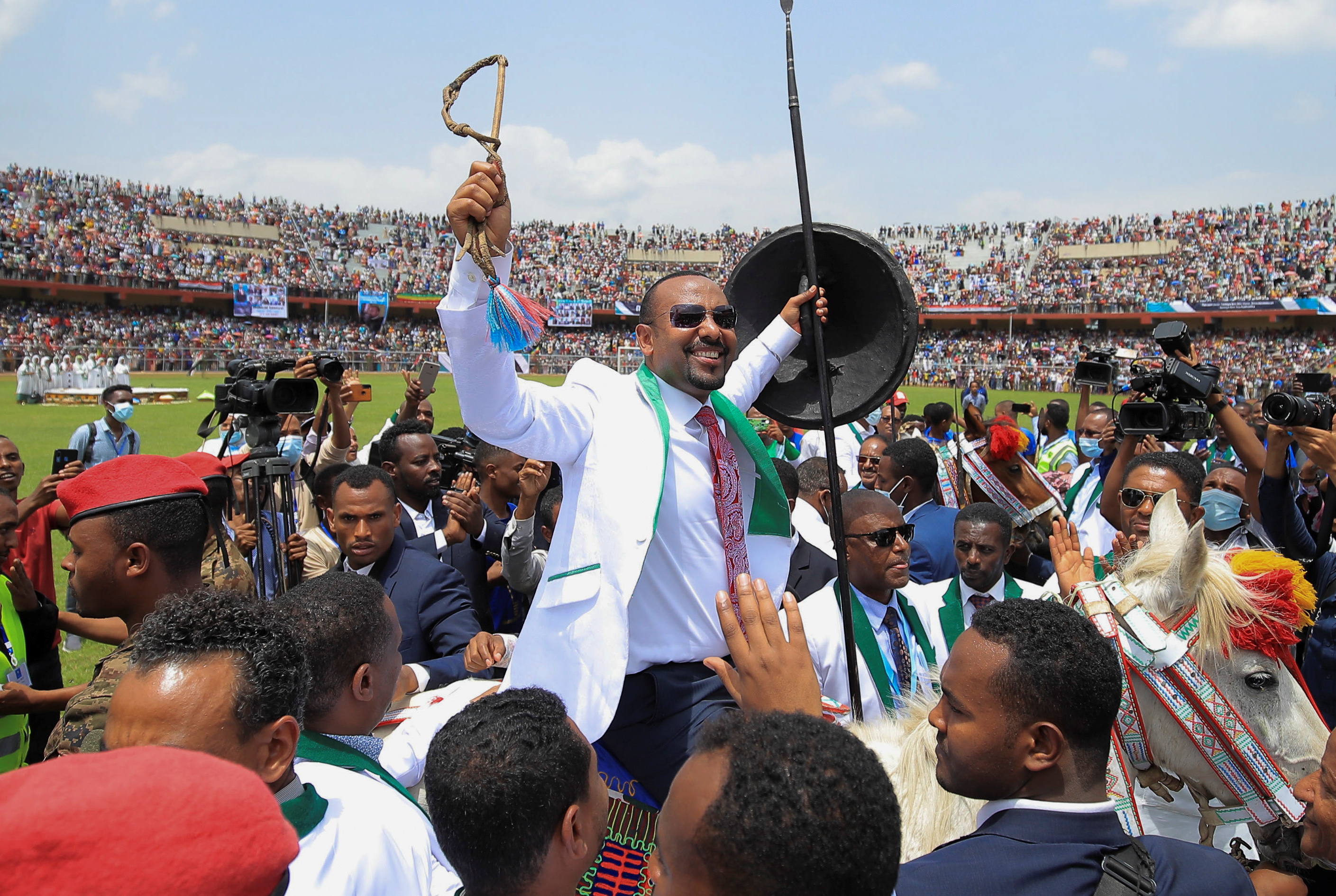 Ethiopian Prime Minister Abiy Ahmed attends his last campaign event ahead of Ethiopia's parliamentary and regional elections scheduled for June 21, in Jimma, Ethiopia, June 16, 2021 [Tiksa Negeri/Reuters]