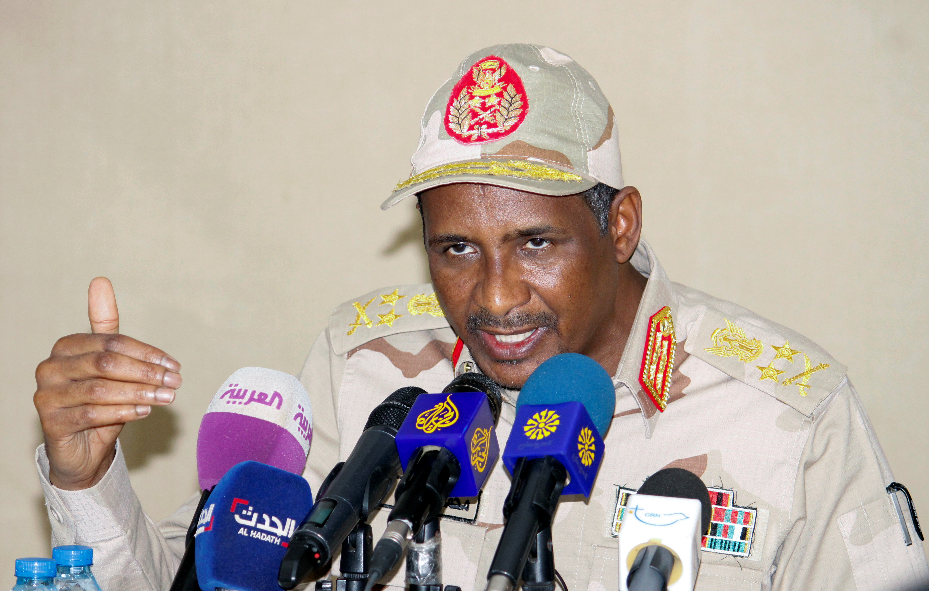 Mohamed Dagalo, Sudanese coup general, speaking