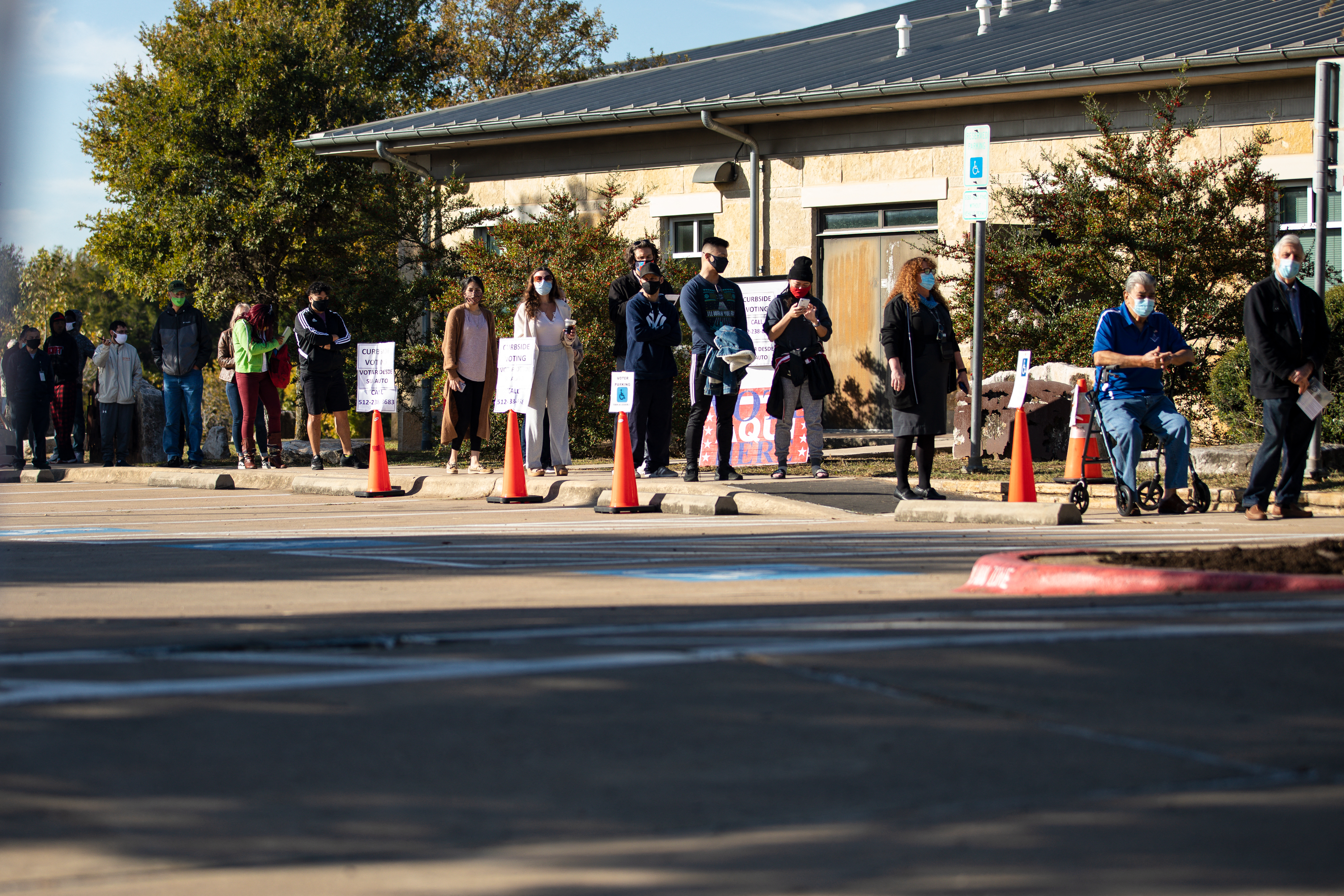 Americans wait to vote in the 2020 presidential election in Austin, Texas