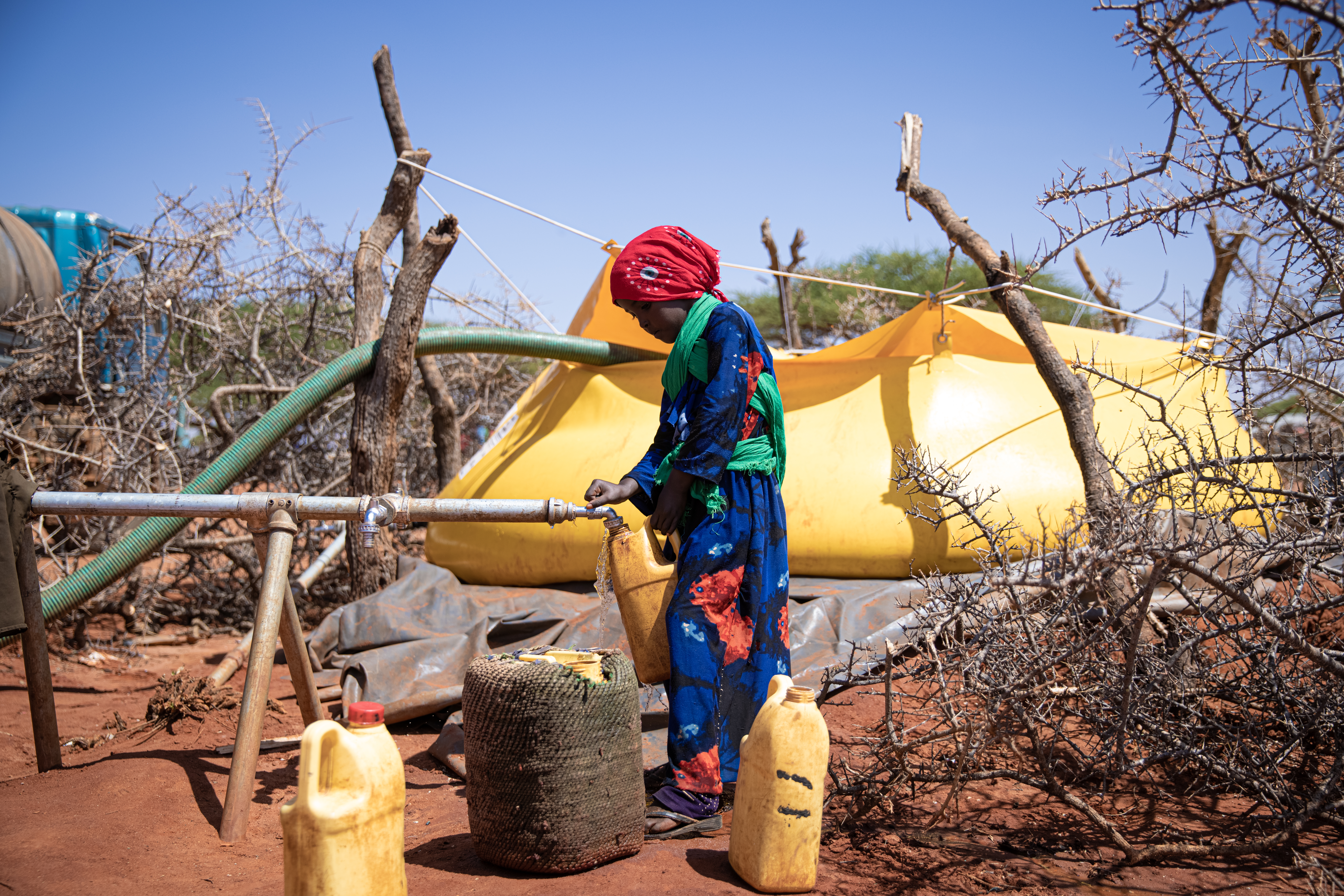 Somalian person standing in desert