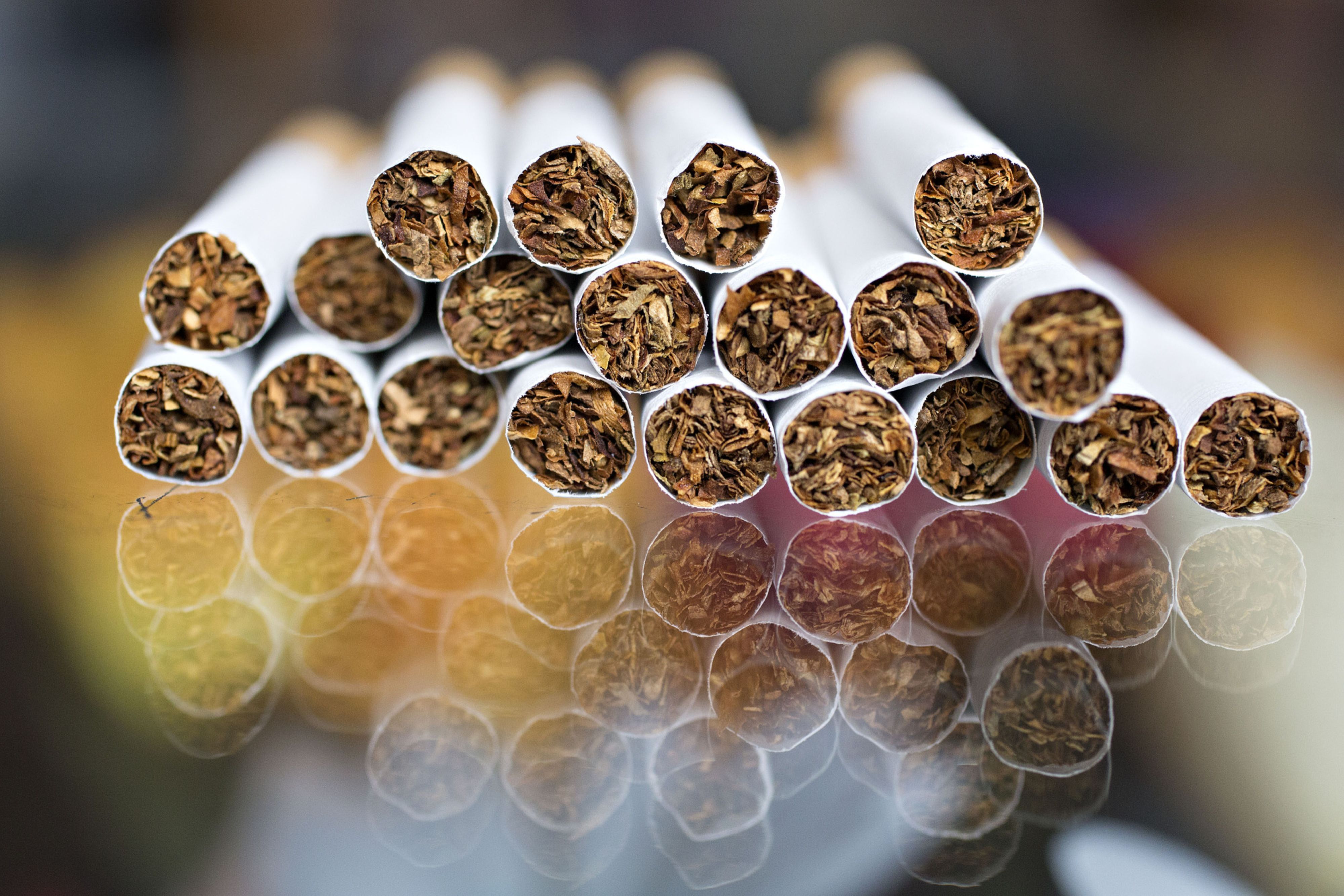 Brand cigarettes are arranged for a photograph.