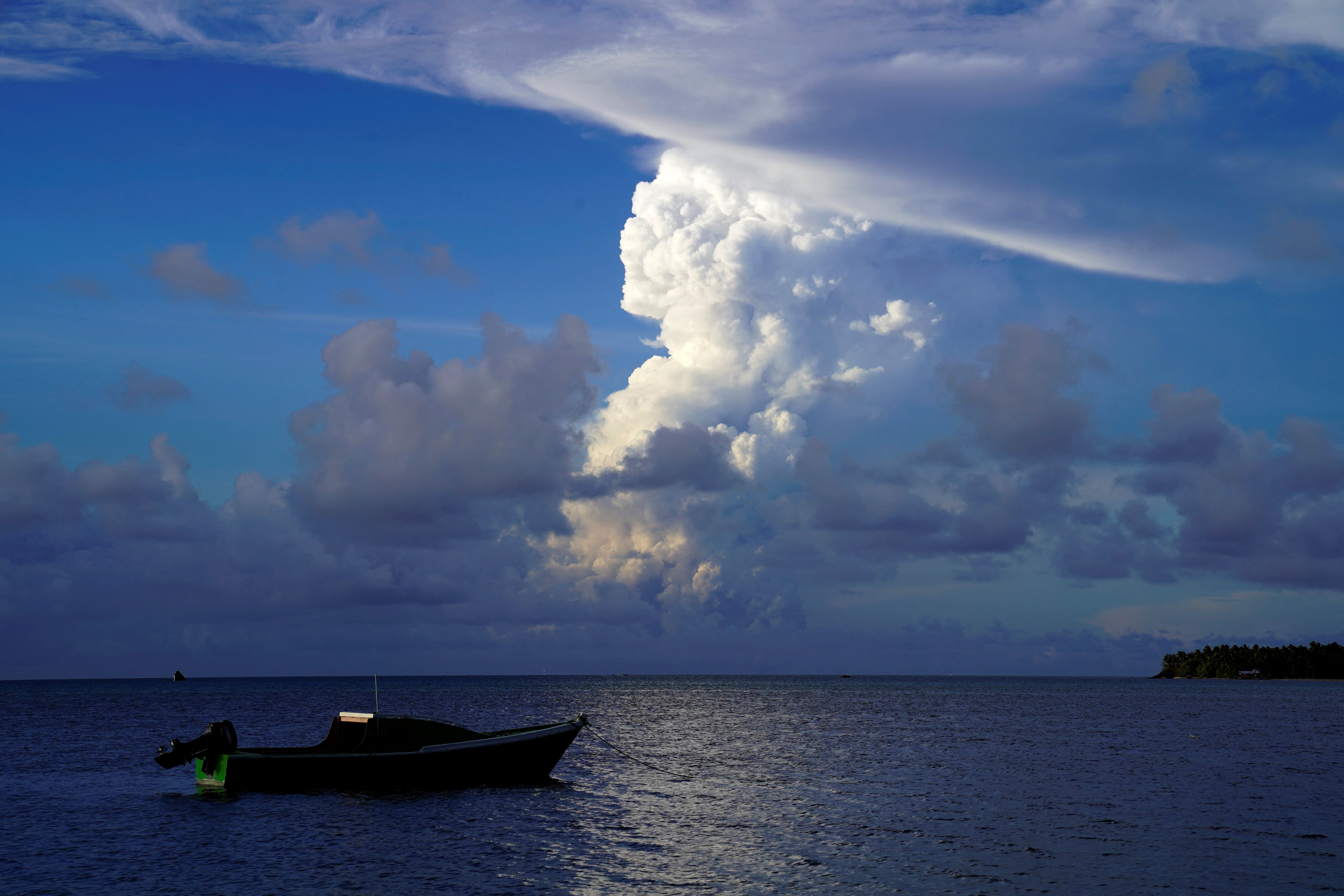 Gaseous clouds rising from the Hunga Ha'apai eruption seen from the Patangata coastline near Tongan capital Nuku'alofa.