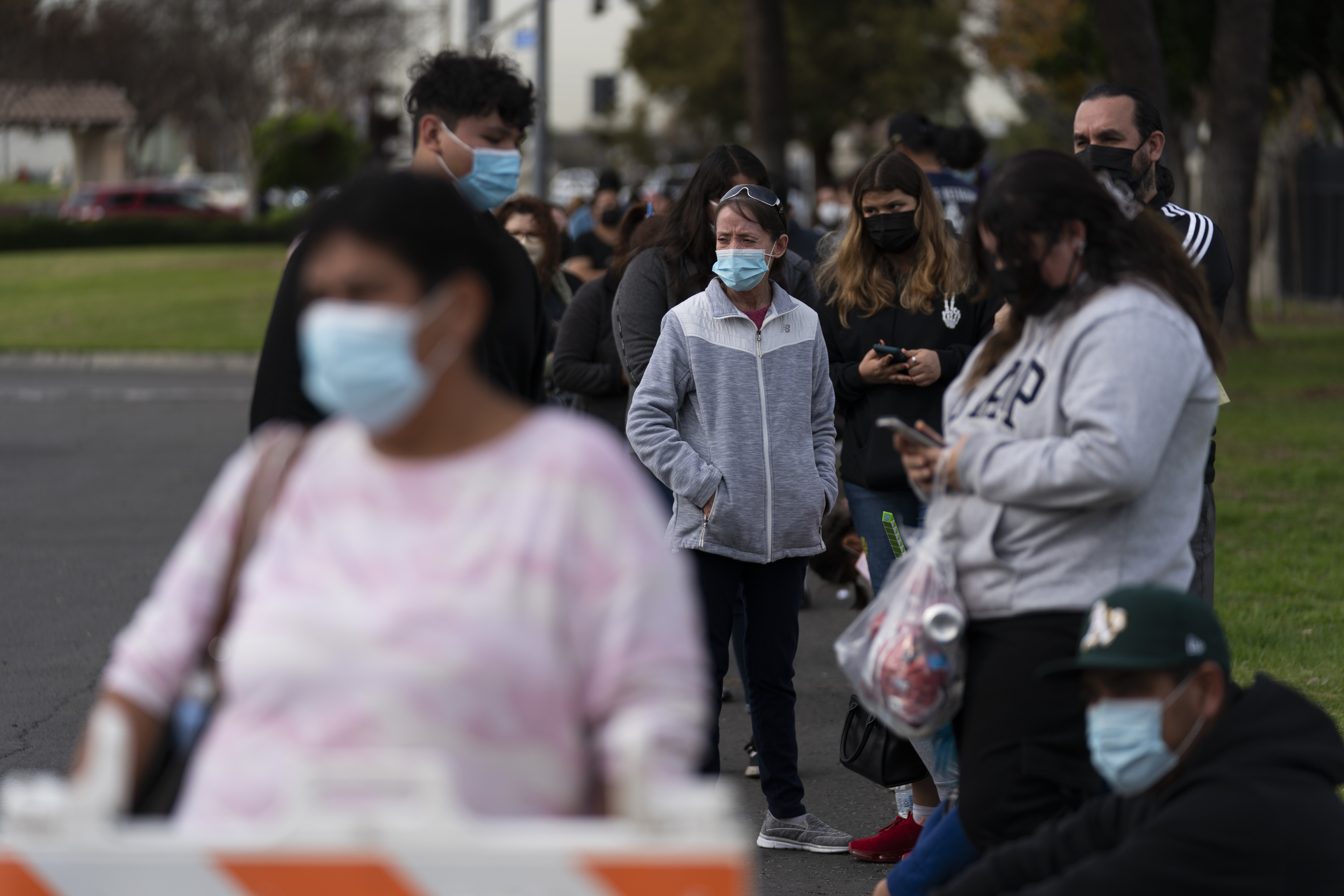 People queuing for COVID-19 tests