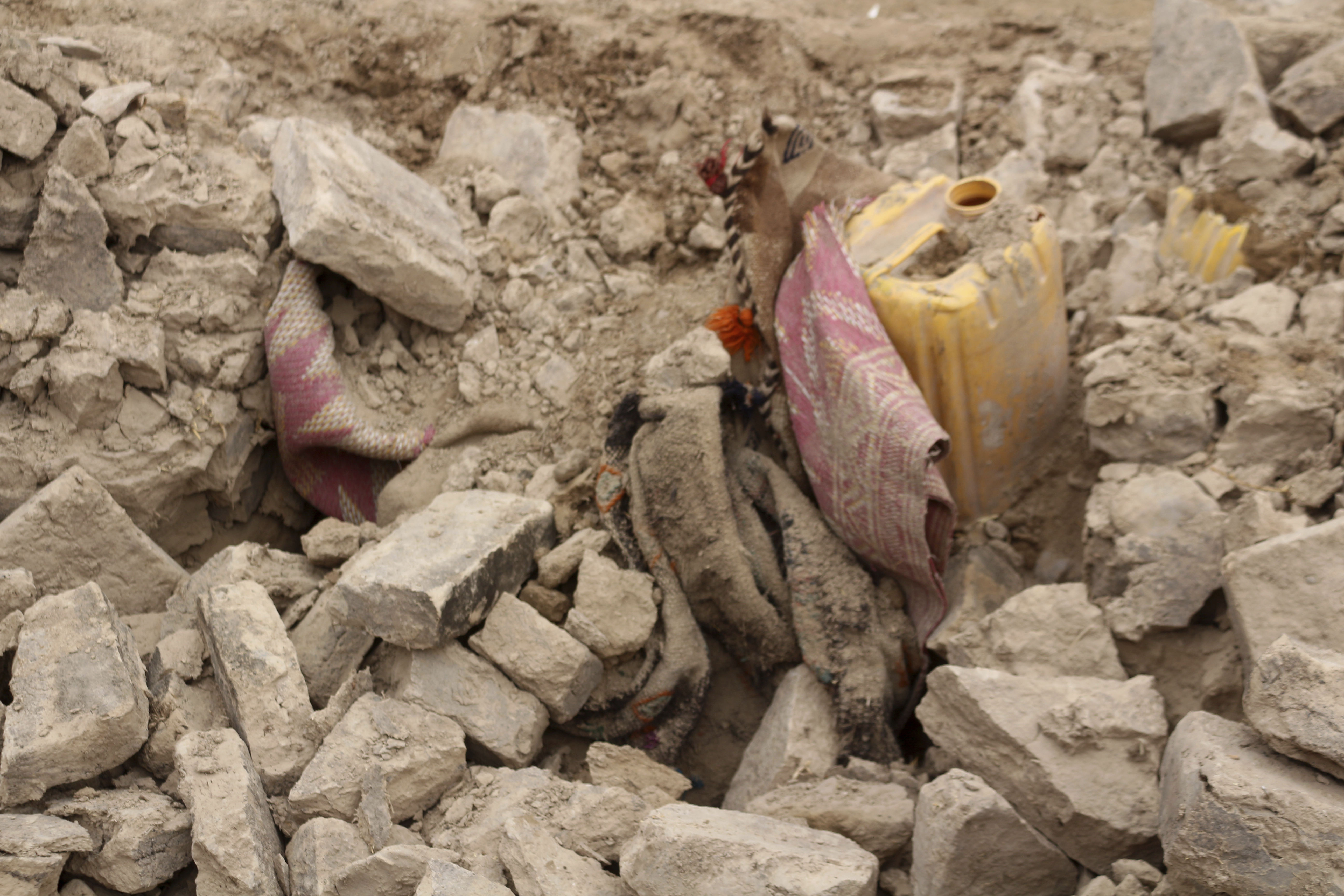 Belongings are seen inside a damaged house after that was damaged by earthquake