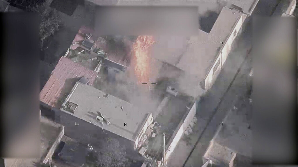 This image from video, released by the Department of Defense, from video footage, shows a fire in the aftermath of a drone strike in Kabul, Afghanistan .