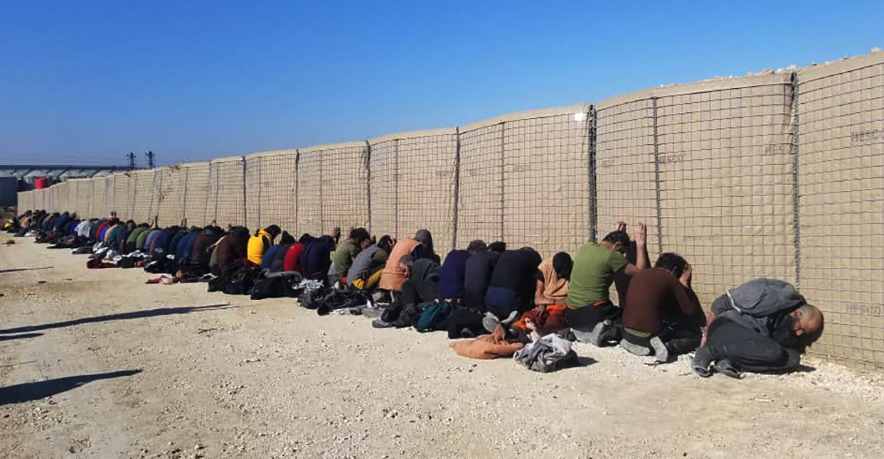ISIL group fighters, who were arrested by the Kurdish-led Syrian Democratic Forces after they attacked Gweiran Prison, in Hassakeh, northeast Syria