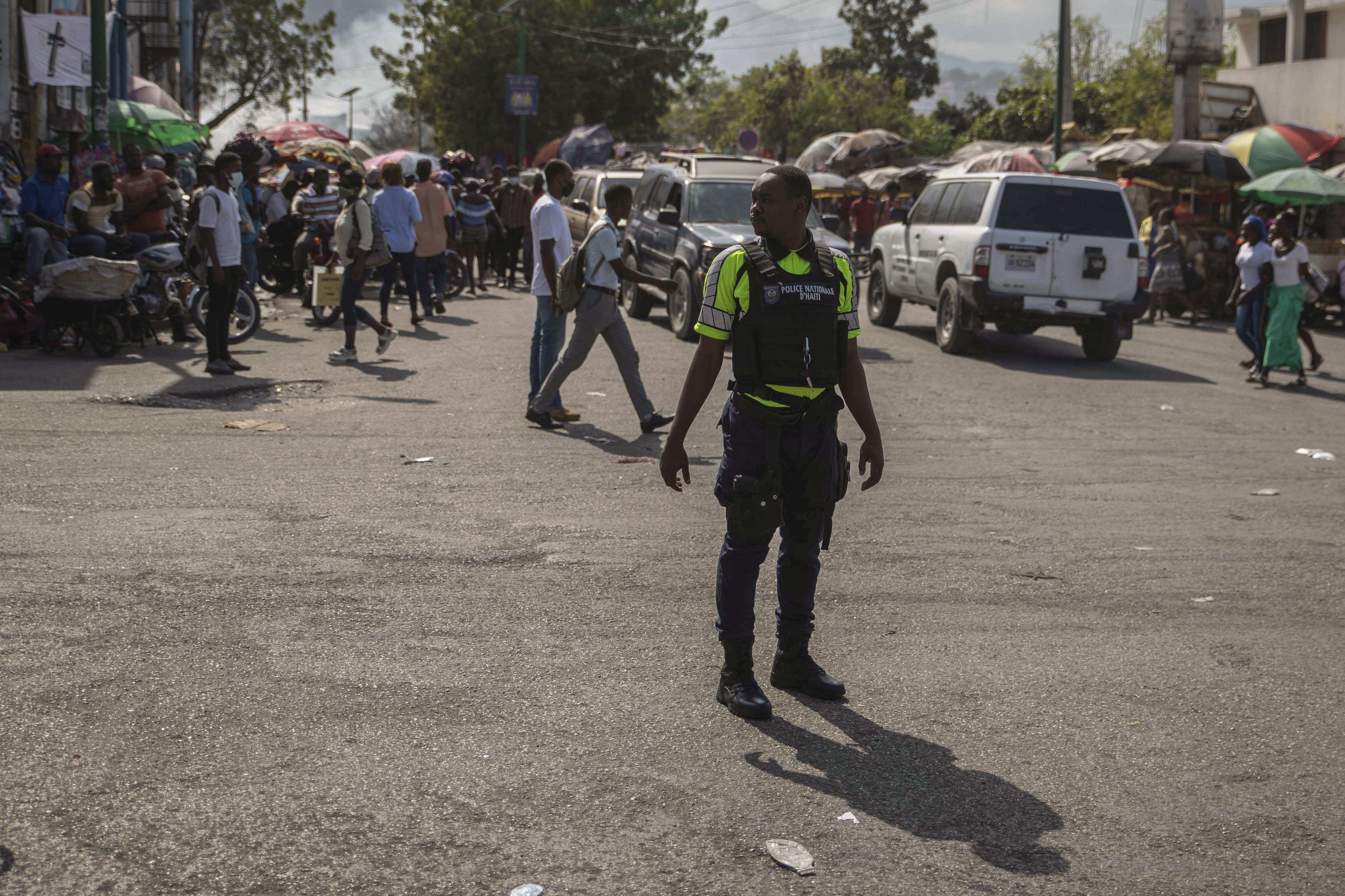 Police officer in Haiti street