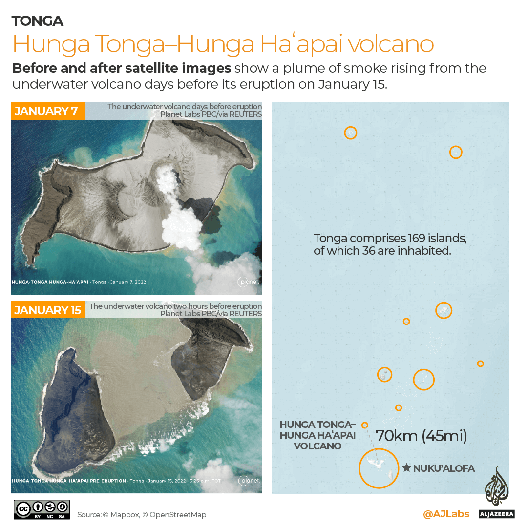 Map showing where Hunga-Tonga-Hunga-Haapai is