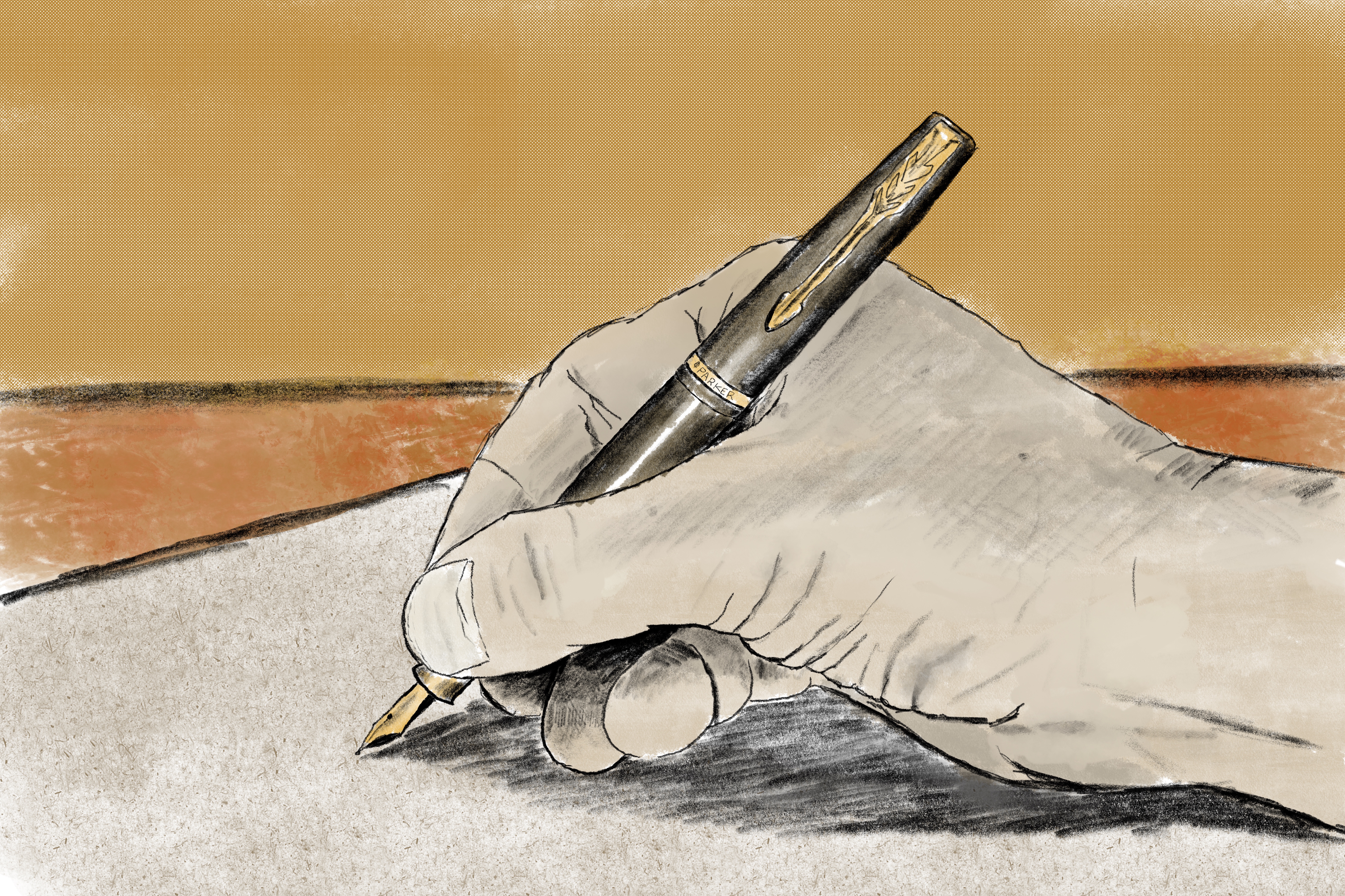 The author's father loved writing with his ink pen