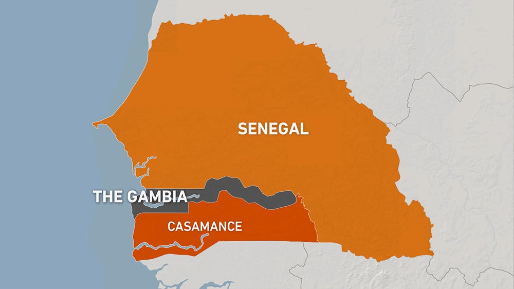 Map of Senegal's southern Casamance region