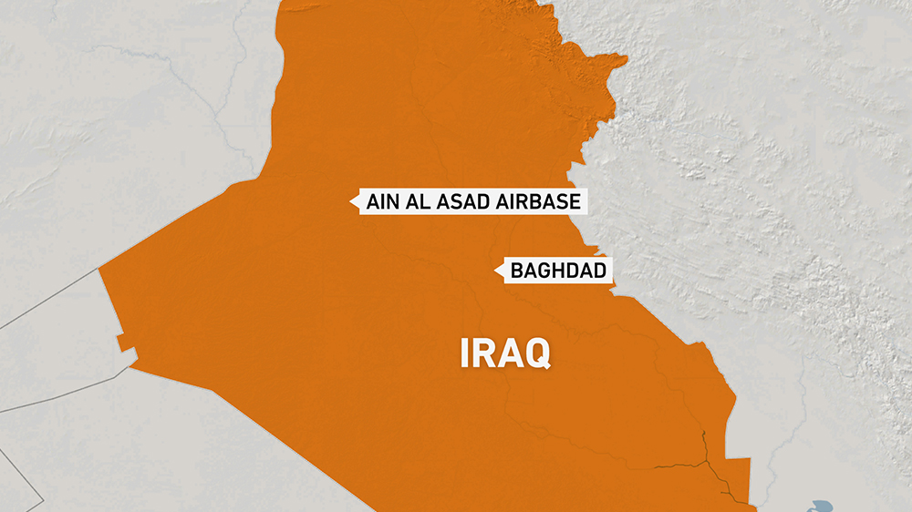Map of Baghdad, Ain al-Asad airbase, Iraq