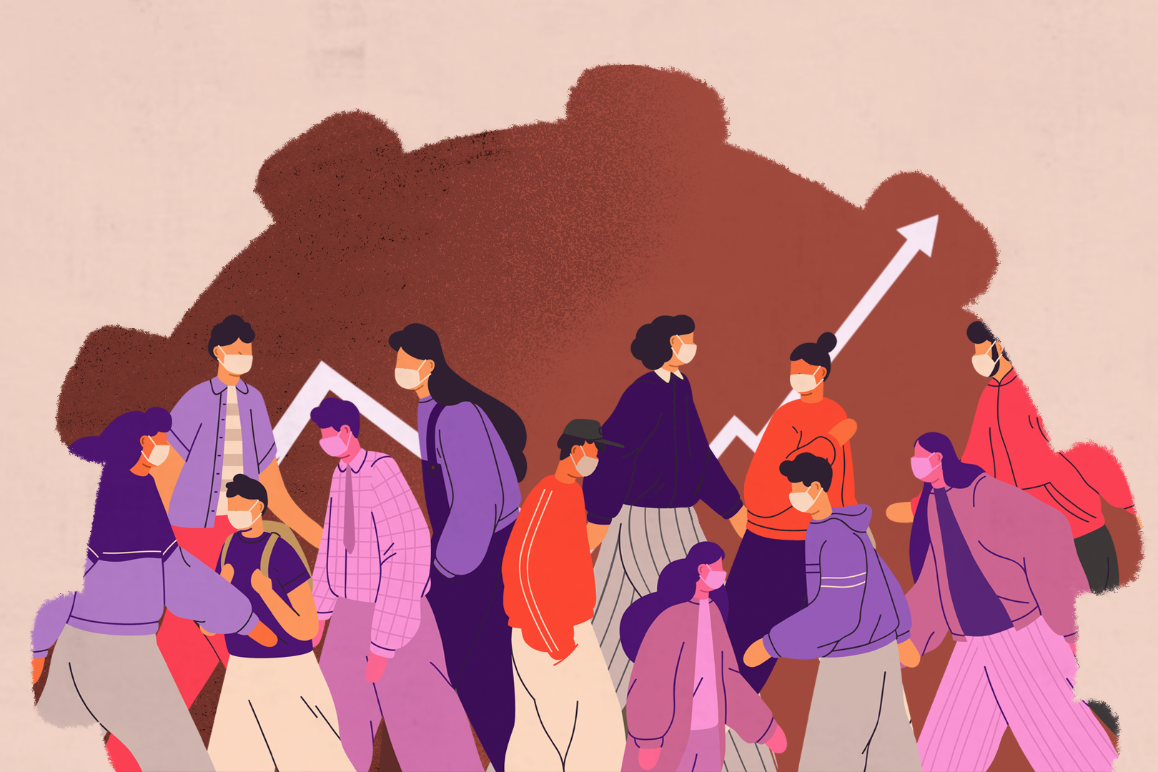 An illustration showing how number of COVID-19 infections are surging