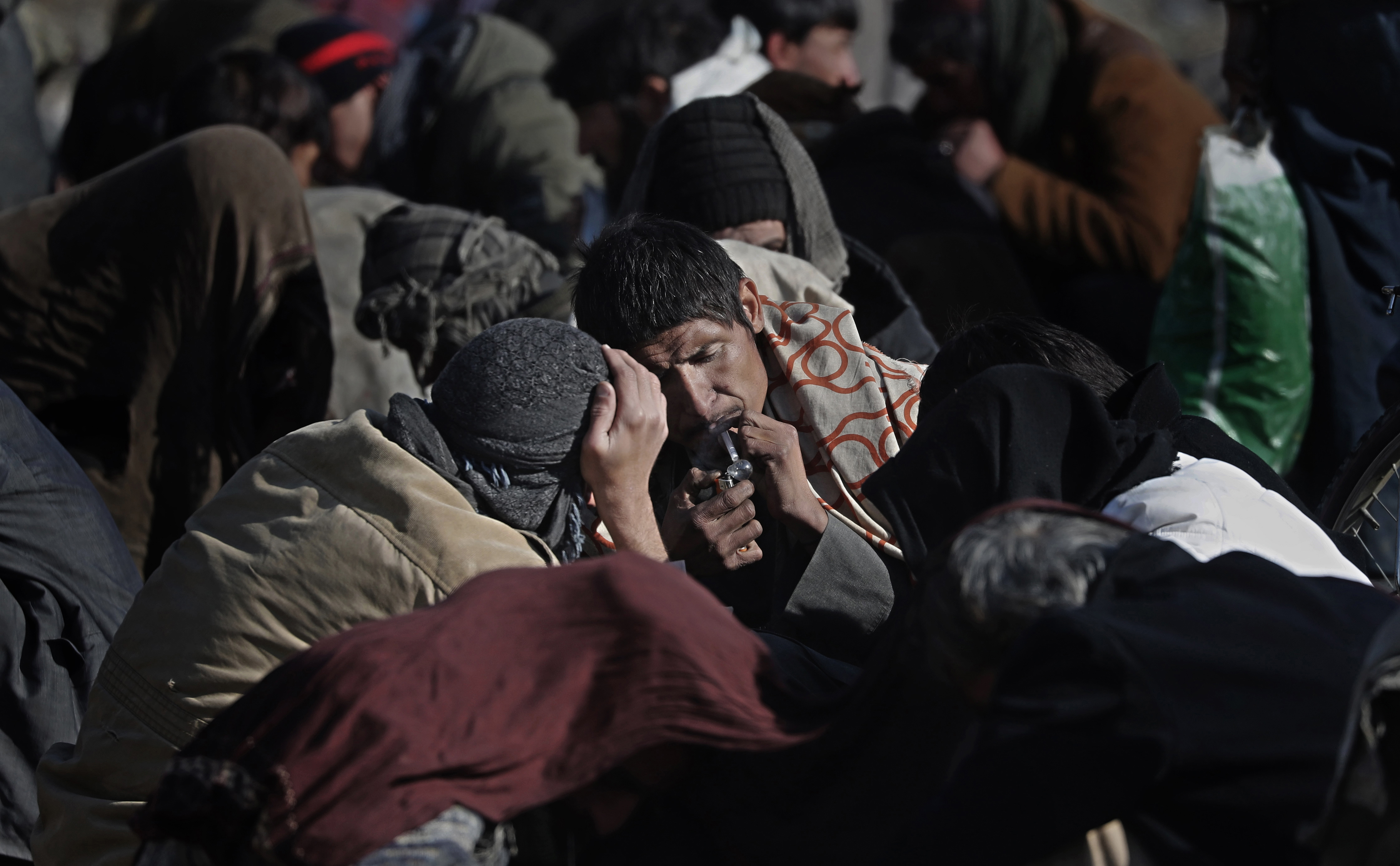 Homeless Afghans addicted to drugs in Kabul, Afghanistan