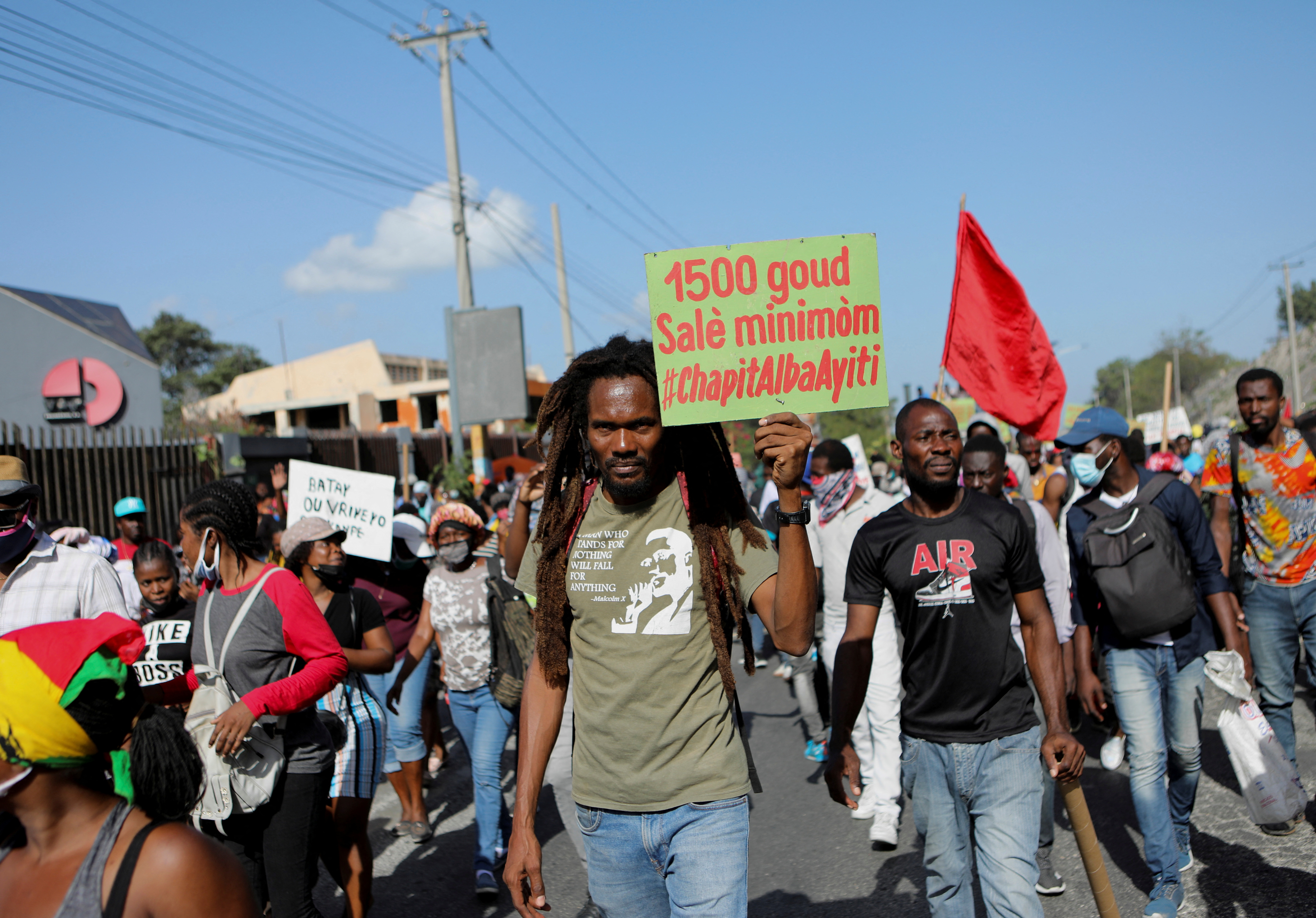 Protestors marching in Haiti