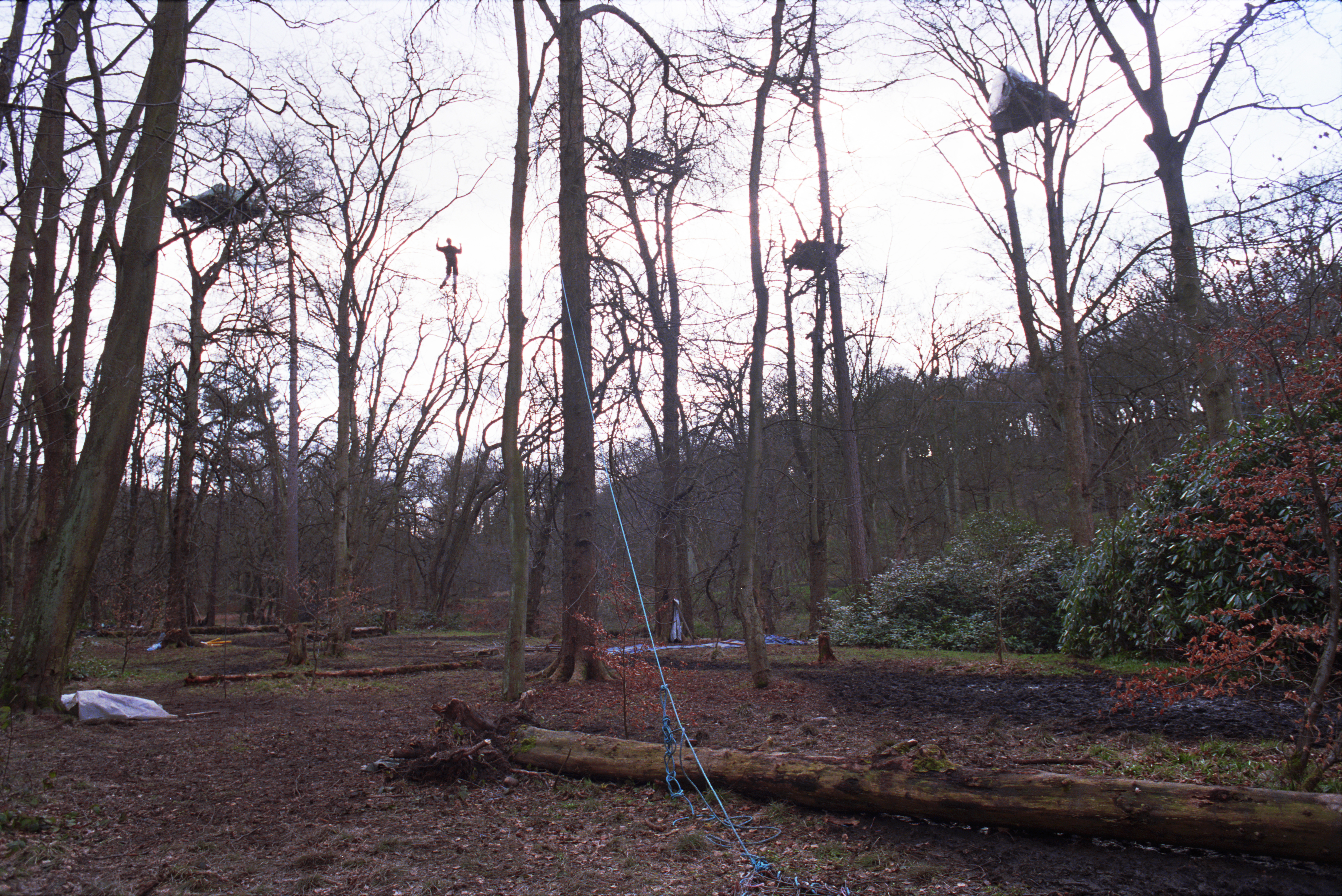 Anti-roads protestors lived in the trees at Stanworth Valley in 1995