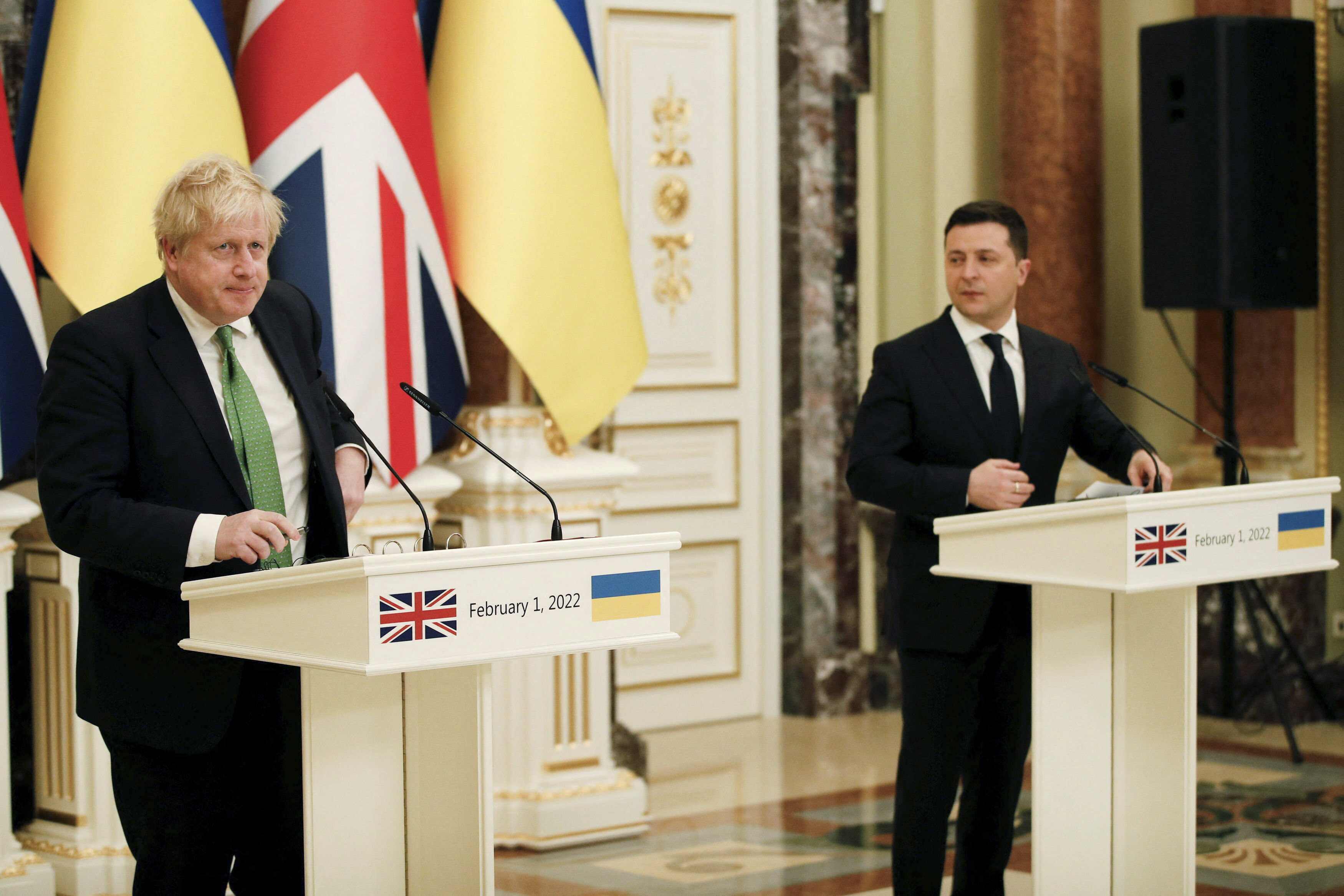 UK Prime Minister Boris Johnson with Ukrainian President Volodymyr Zelenskyy, in Kyiv