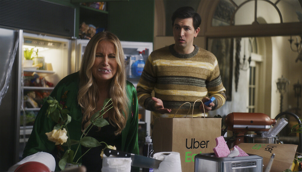 This photo provided by Uber Eats shows a scene from Uber Eats 2022 Super Bowl NFL football spot 