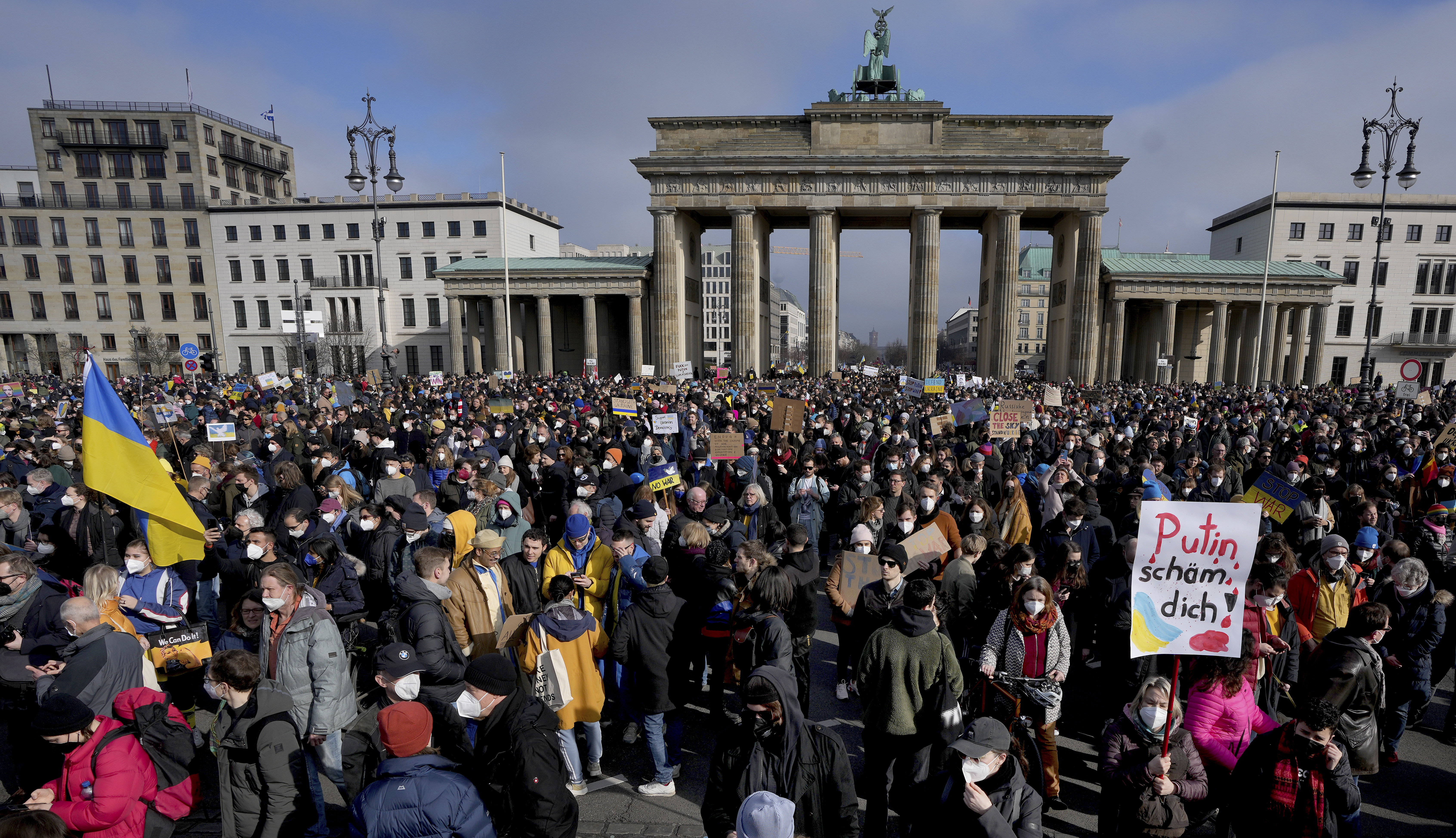 Approximately 100,000 people attend a pro-Ukraine protest rally in Berlin, Germany