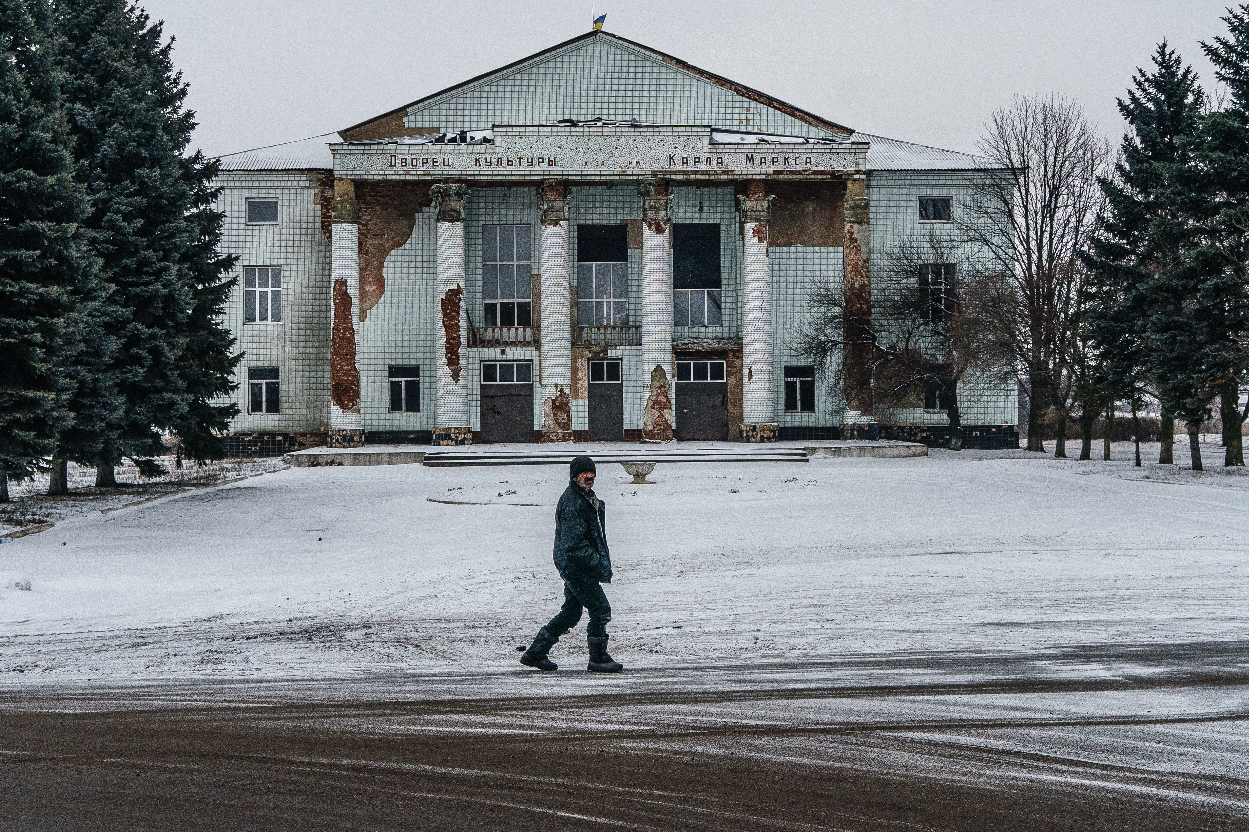 Abandoned building of the Karl Marx cultural centre near Krasnohorivka, Ukraine